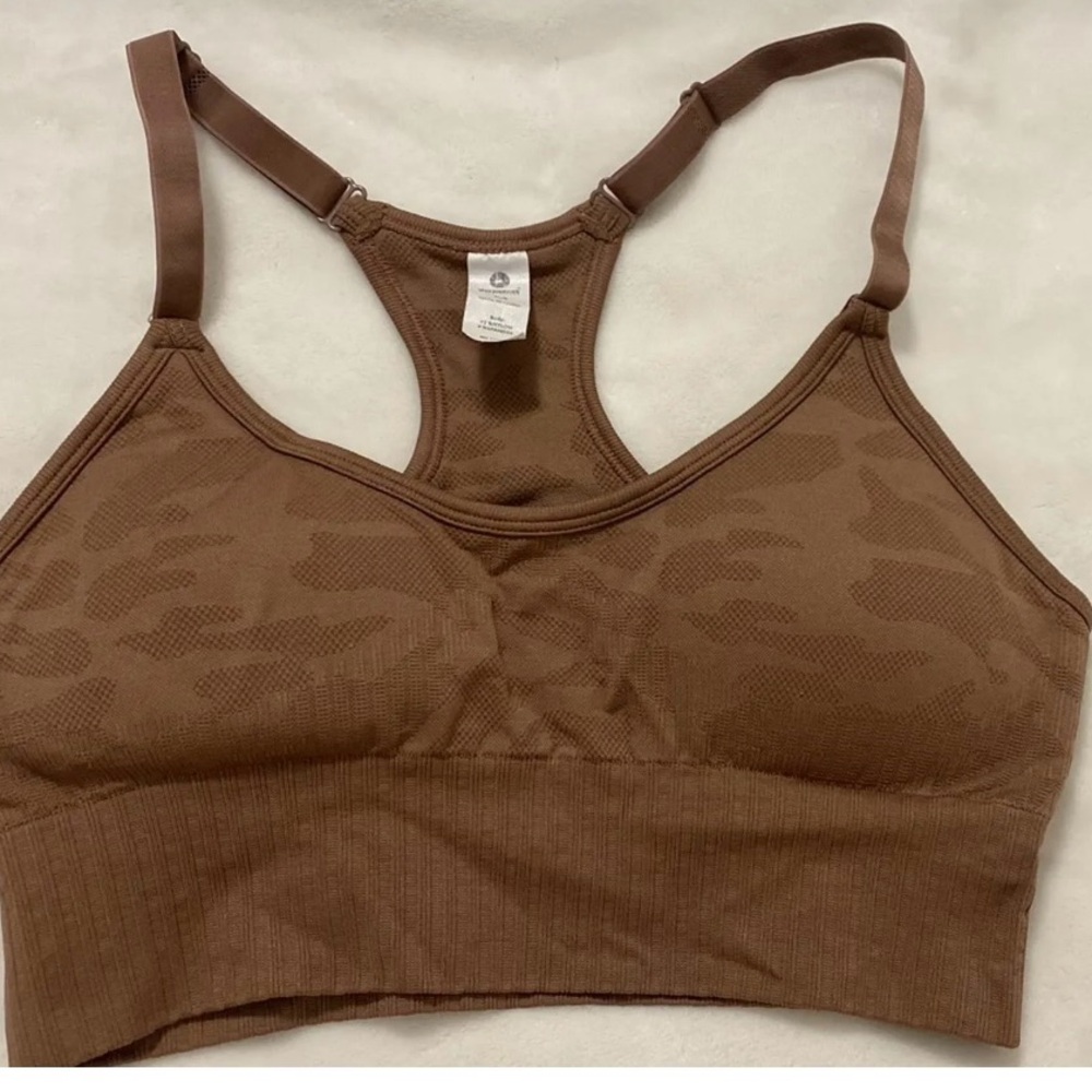 90 Degree By Reflex Camo Brown Sports Bra